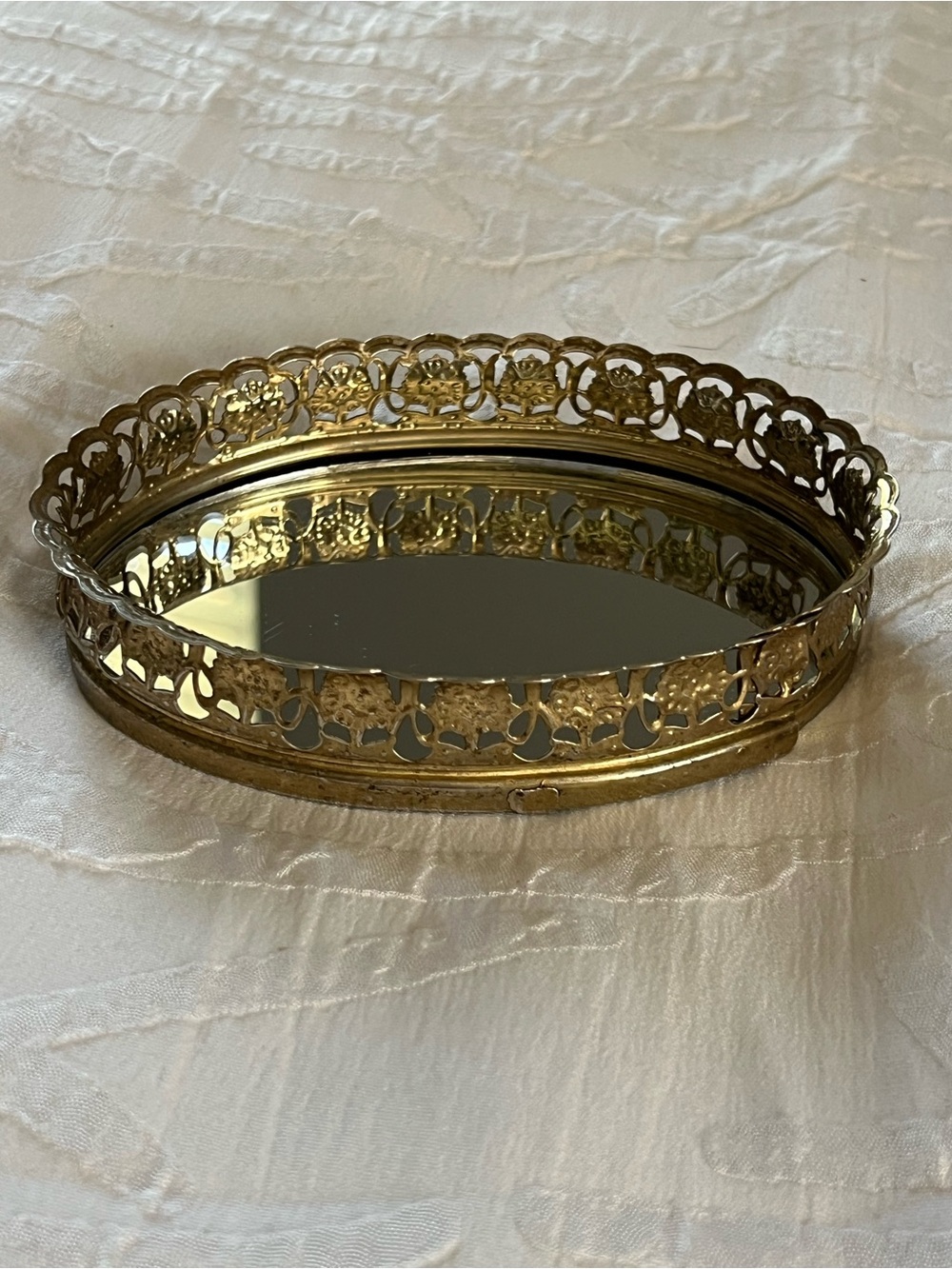 Vintage Gold Decorative Oval Vanity Tray - Brand Unknown